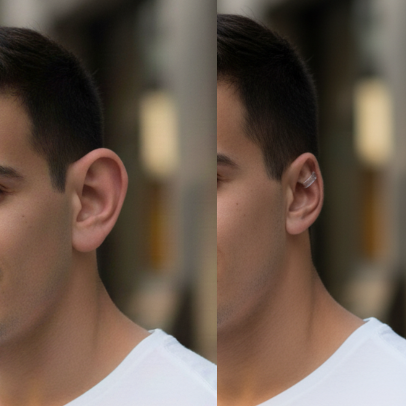 Cliente feliz usando corrector Clipping transparente