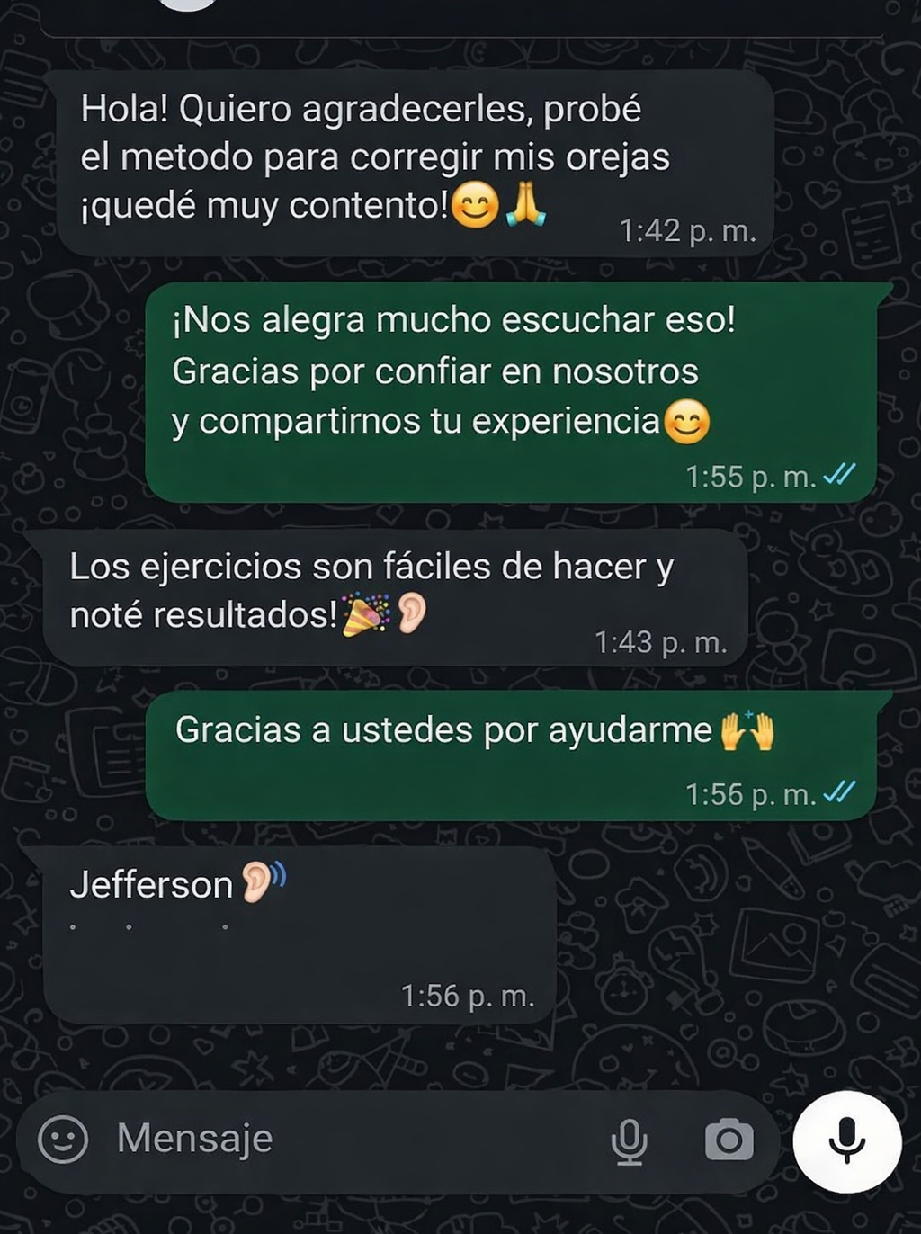 Chat WhatsApp cliente feliz