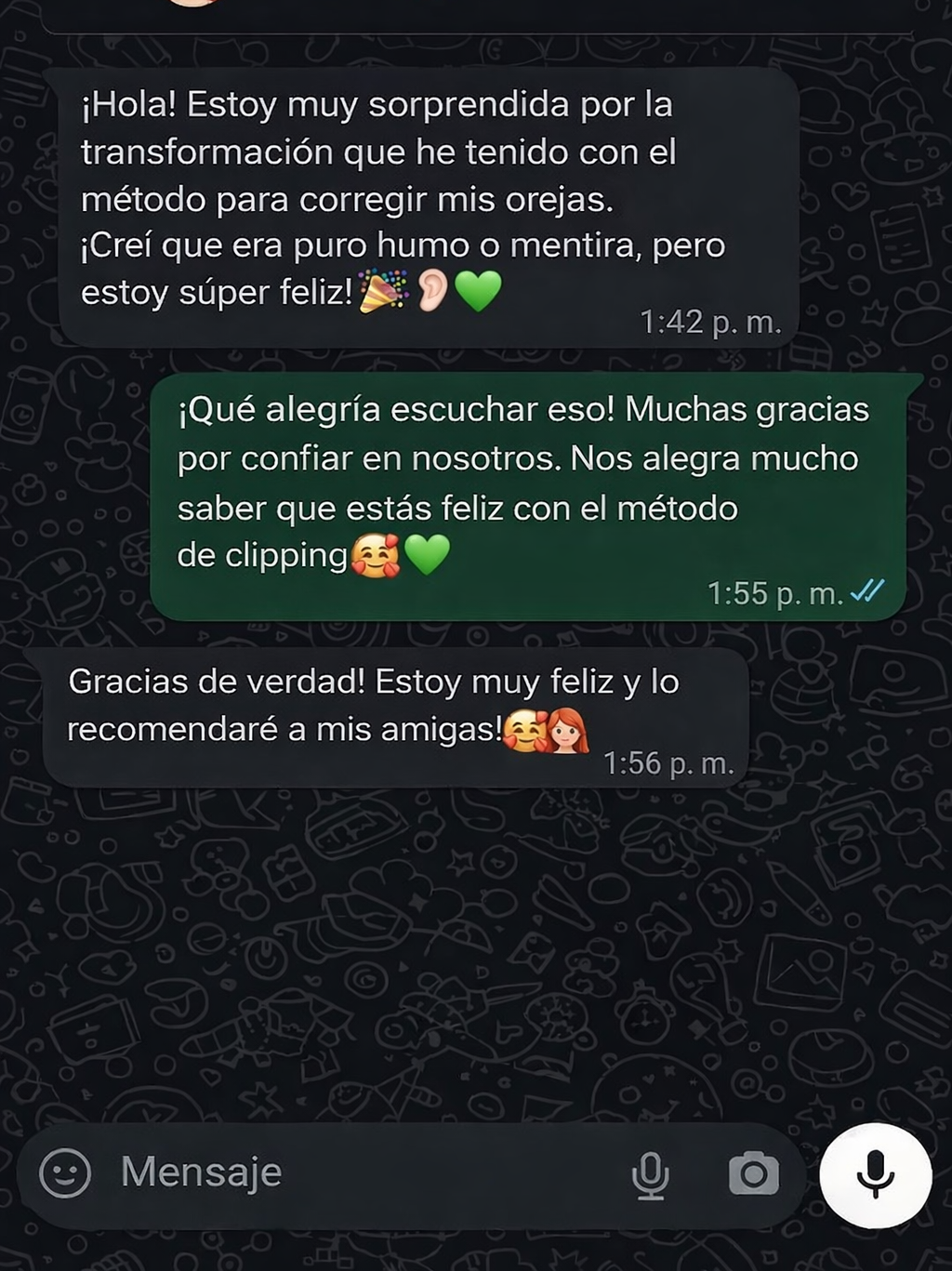 Chat WhatsApp cliente feliz